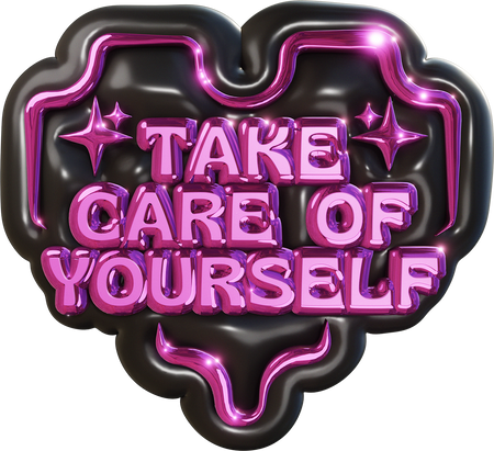 Decorative 3D Take Care of Yourself Typography